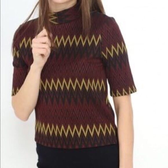 Zara Trafaluc Burgundy Mustard Pattern Cro… - Picture 1 of 4